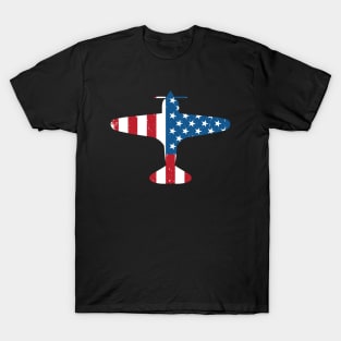 Pilot Airplane American Flag Plane Aviation T-Shirt